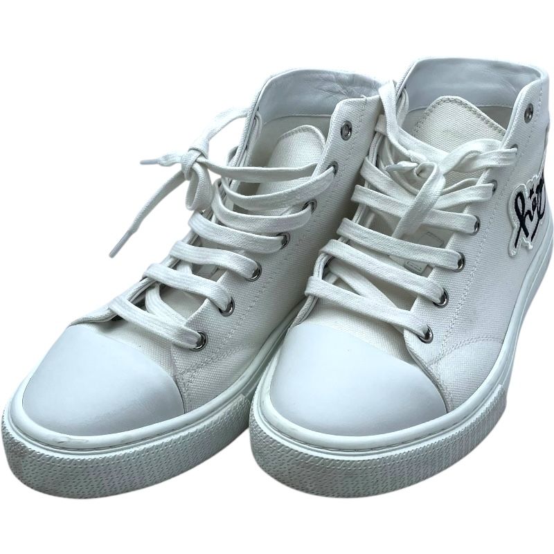 エルメス　ホワイトキャンバスハイカットスニーカー　38 新品未使用 エルメス HERMES イリコワッペンハイカットスニーカー ホワイト