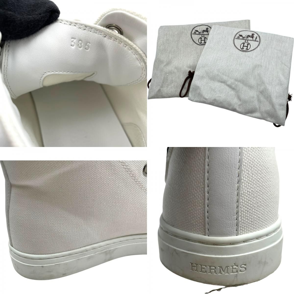 HERMES / イリコ/ハイカットスニーカー/37.5/WHT/ホワイト/キャンバス エルメス HERMES イリコワッペンハイカットスニーカー ホワイト