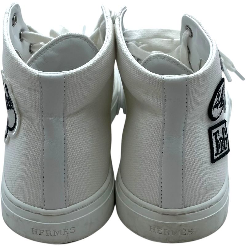 エルメス　ホワイトキャンバスハイカットスニーカー　38 新品未使用 エルメス HERMES イリコワッペンハイカットスニーカー ホワイト
