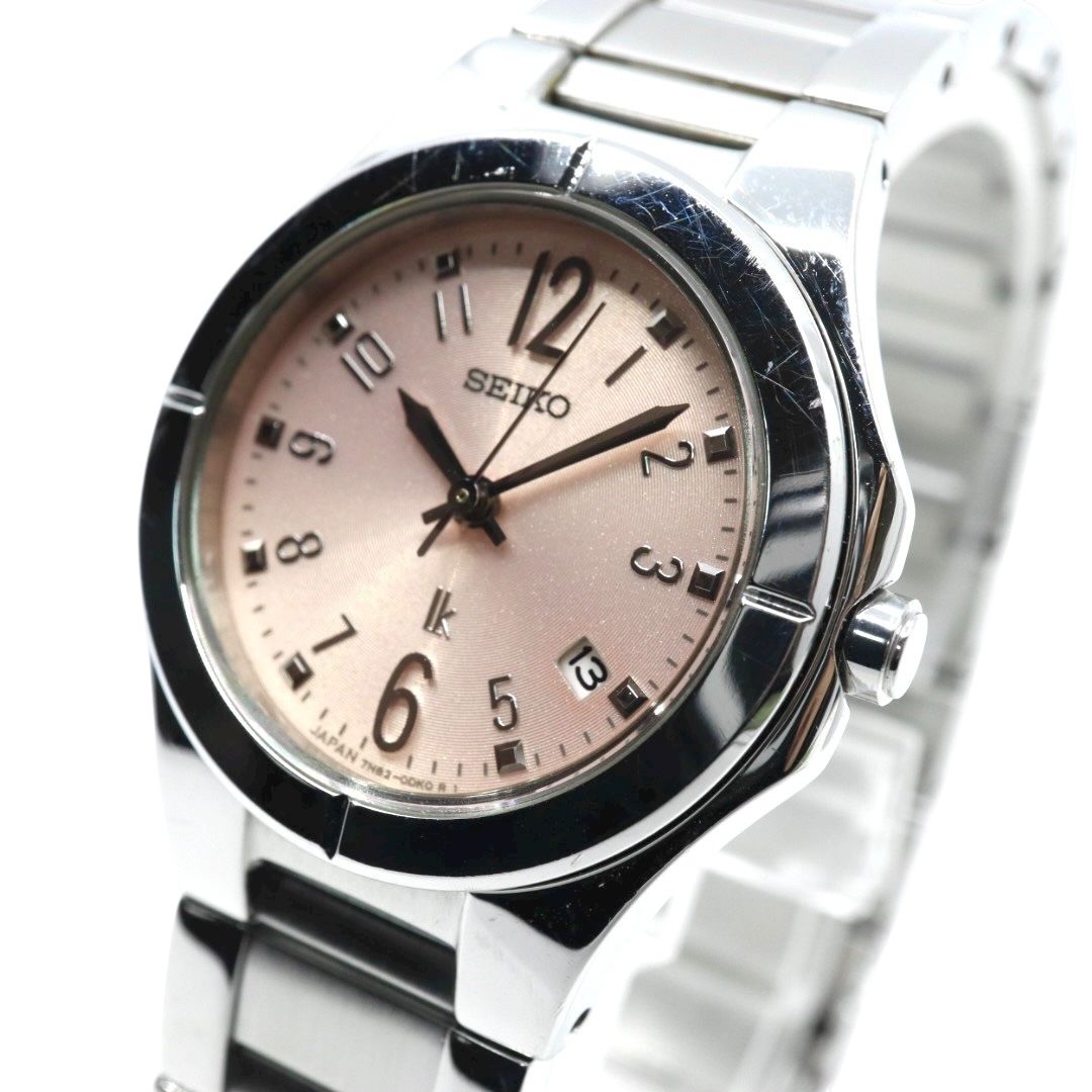 SEIKO セイコー LUKIA ルキア 7 N 82 ピンク文字盤 ステンレス レディース クオーツ デイト 上品ウォッチ I 2