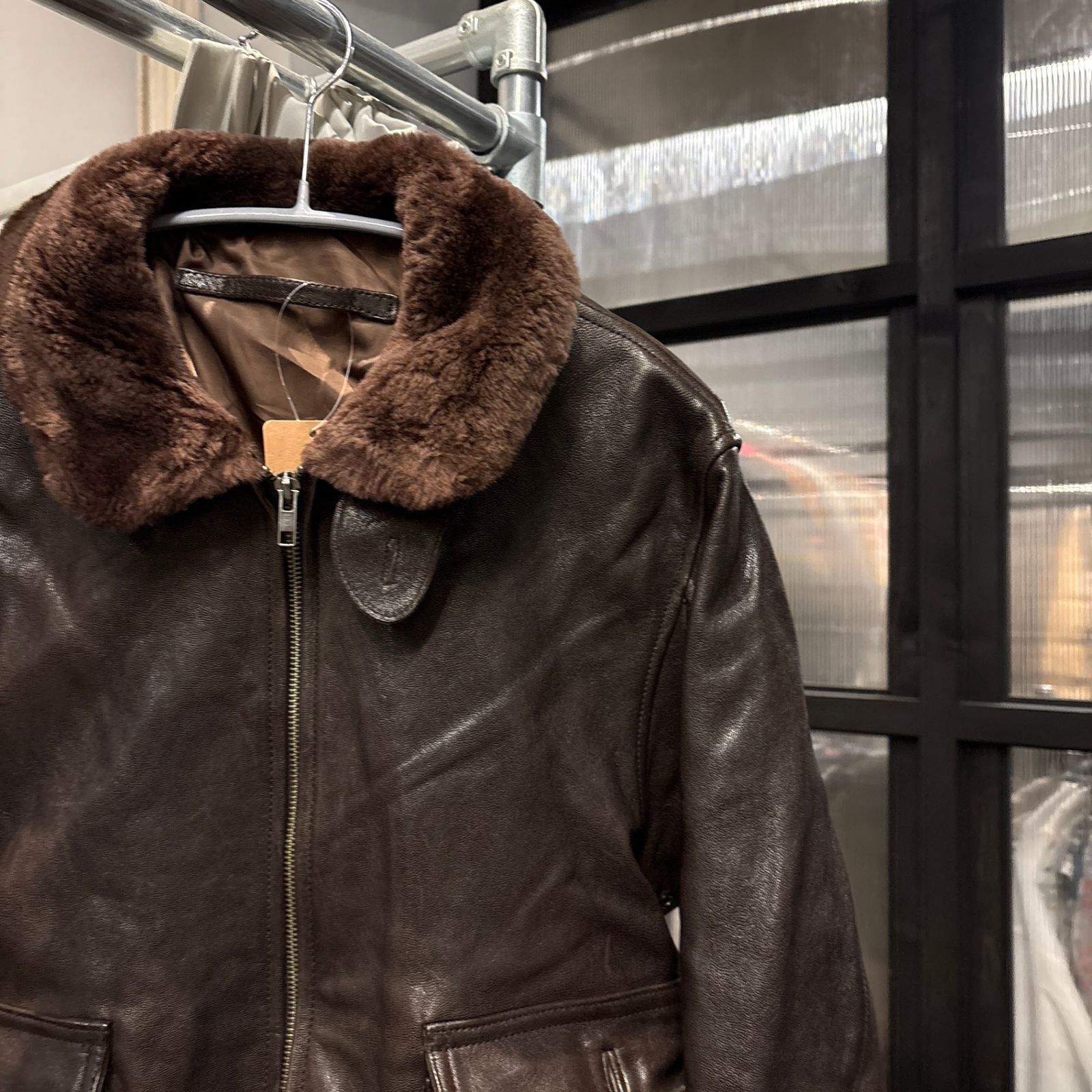 Haruf single シングル ライダース RIder s レザー leather jacket ジャケット outer アウター メンズ ボア men s ブラウン brown 茶色 長袖 3L 大きいサイズ