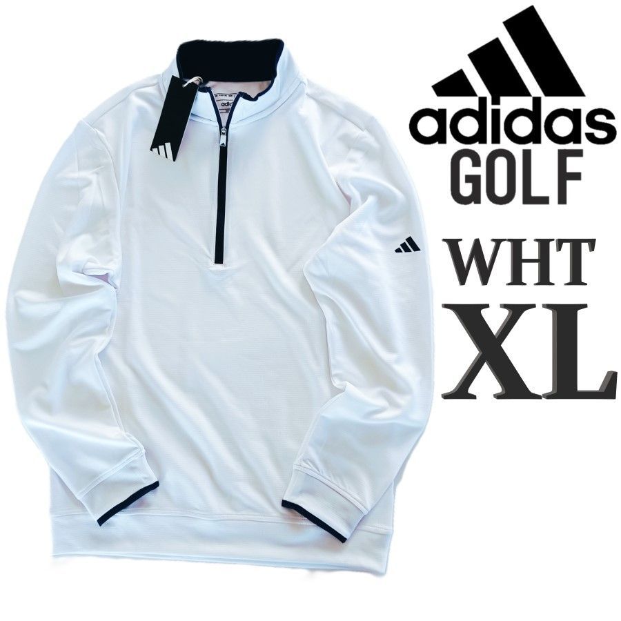 ADIDAS アディダス ゴルフ 長袖 ハーフジップ ホワイト L メンズ ADIDAS アディダス ゴルフ 長袖 ハーフジップ ホワイト L メンズ
