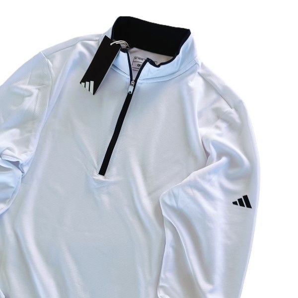 新品 白 XL アディダス ゴルフ 長袖 ハーフジップシャツ メンズ ゴルフ