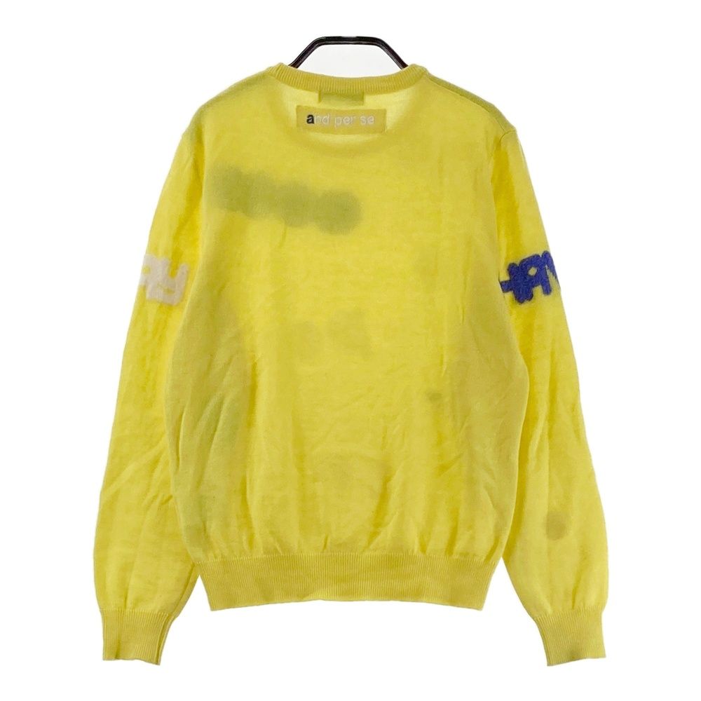 【アンパスィ】ニットセーター　LLサイズ　イエロー　メンズ　ゴルフウェア サイズ：M AND PER SE アンパスィ 2023年モデル 長袖ニットセーター