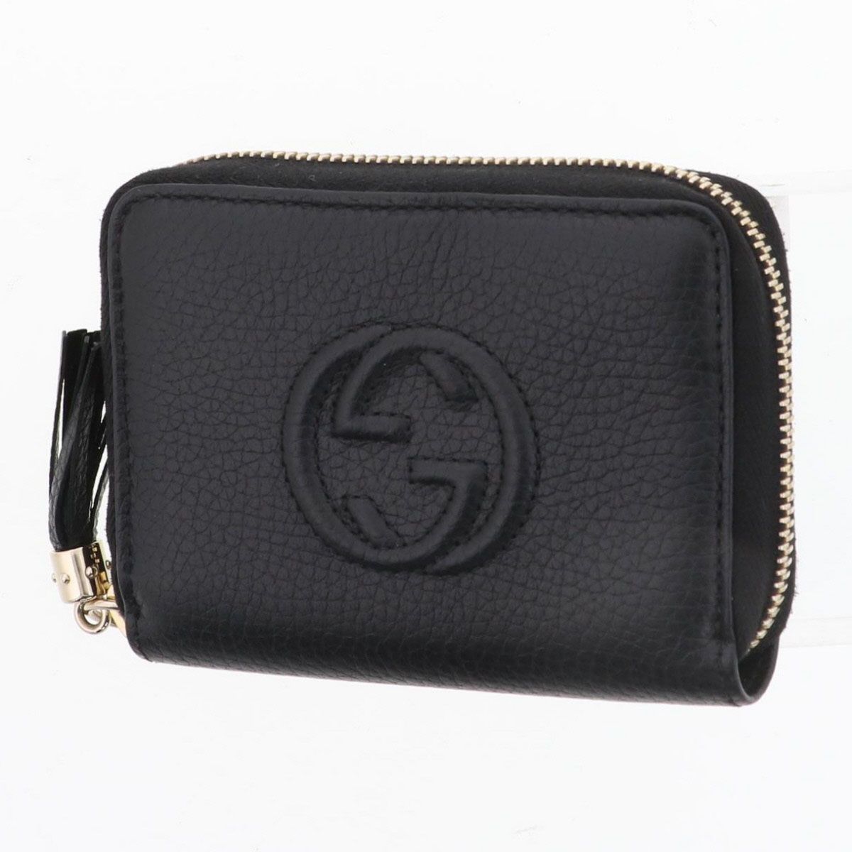 GUCCI グッチ ソーホー ラウンドファスナー コインケース レディース レザー ブラック ゴールド金具