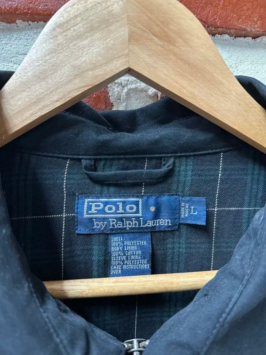 L ポロラルフローレン 裏地チェック スイングトップ ブラック