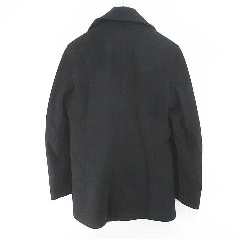 ジュリアーノフジワラ GIULIANO FUJIWARA ピーコート 46 黒系 ブラック イタリア製 毛 ウール 裏地 無地