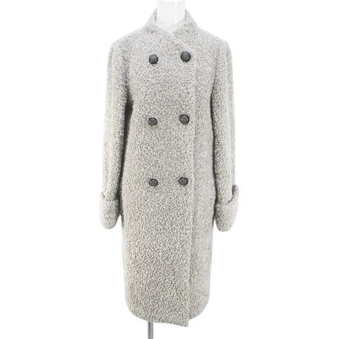 イントレンド Intrend ノー コート ロング丈 40 灰系 グレー ロールアップ 毛 ウール 裏地