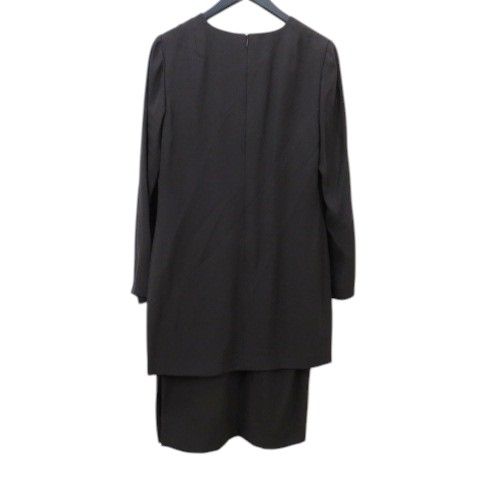 アクリス AKRIS 長袖 ワンピース ひざ丈 36 茶系 ブラウン Vネック 絹100％ スイス製