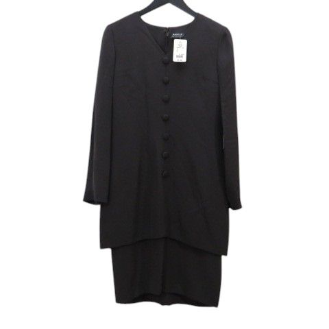 アクリス AKRIS 長袖 ワンピース ひざ丈 36 茶系 ブラウン Vネック 絹100% スイス製