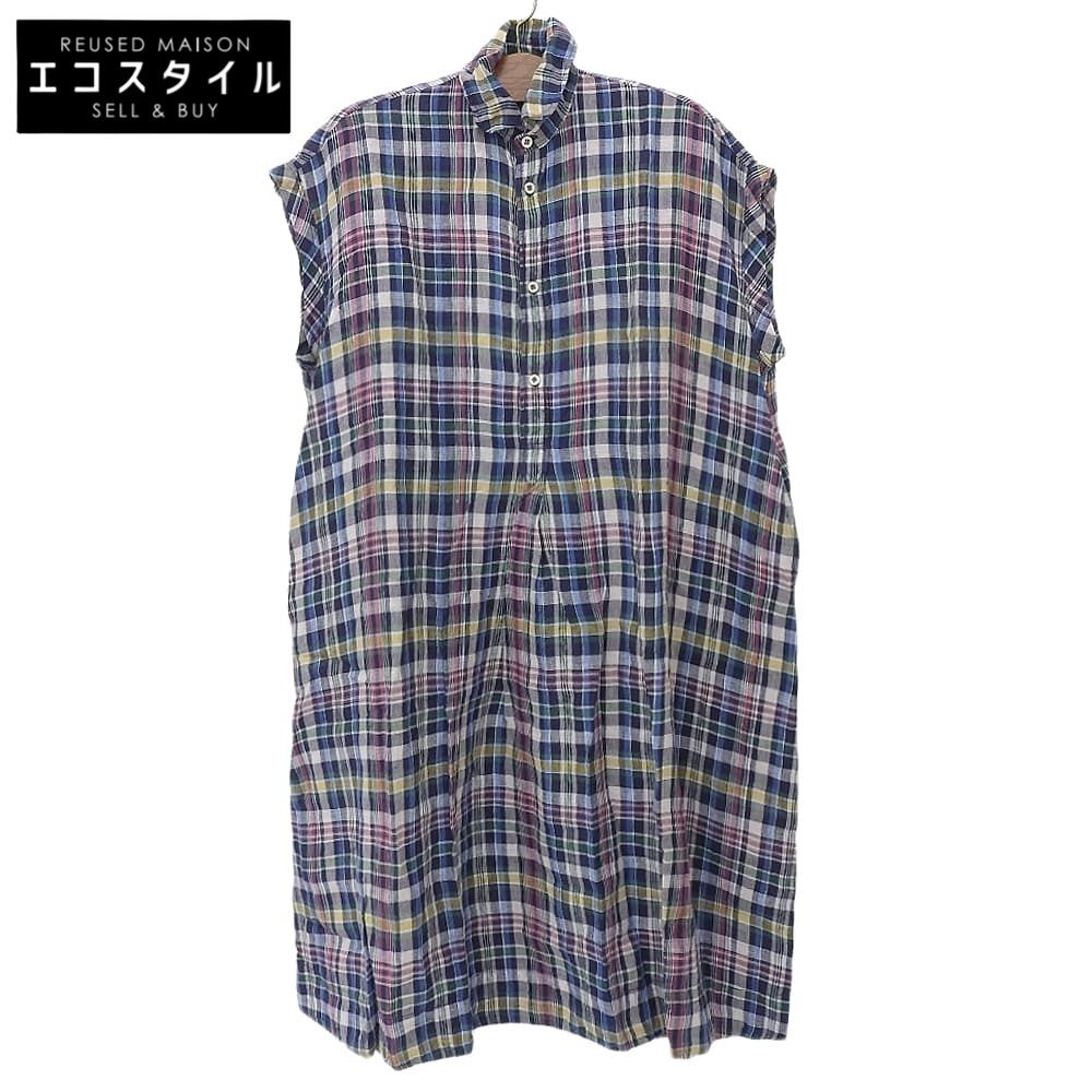 45R フォーティファイブ アール リネンマドラスのフ Mドレス ワンピース レディース マルチ 70550272 ―