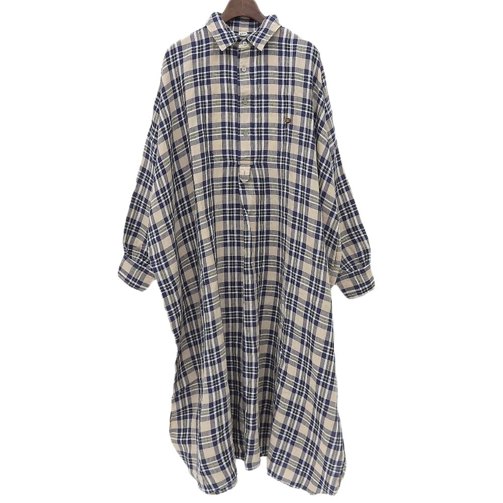 45 R フォーティファイブ アール リネン チェックドレス シャツワンピース レディース ベージュ×ブルー 7035069 ―