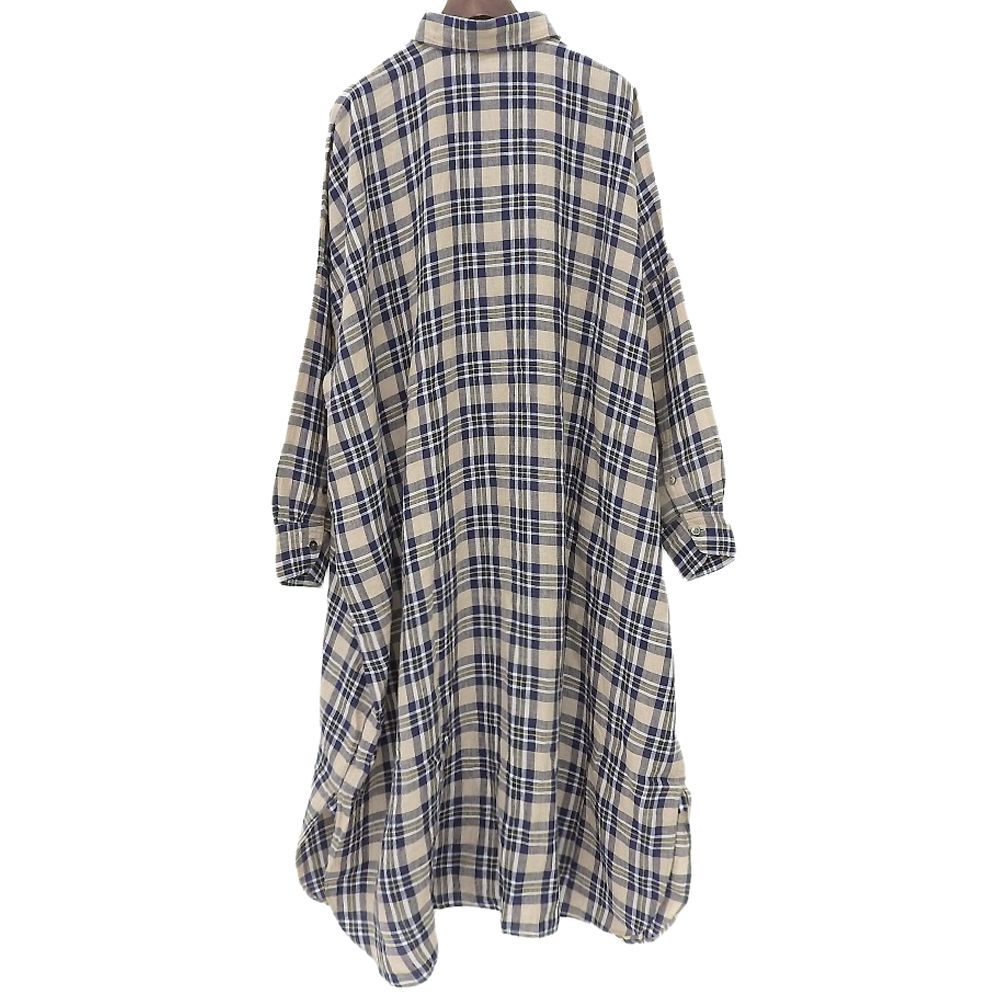  45 R フォーティファイブ アール リネン チェックドレス シャツワンピース レディース ベージュ ブルー 7035069 ― その他 ワンピース