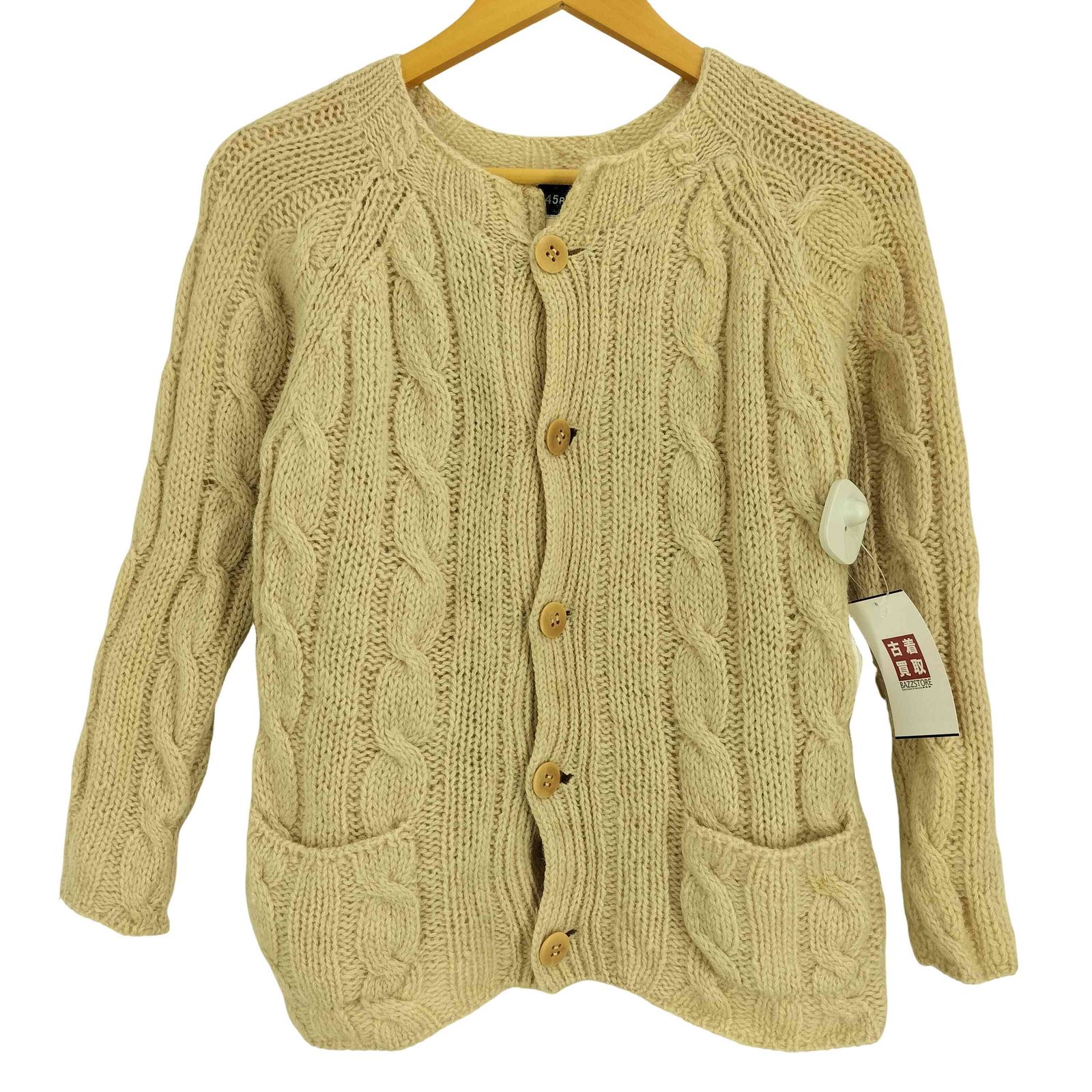 フォーティファイブアールピーエム 45rpm ウール100 ケーブルニット カーディガン レディース JPN 2