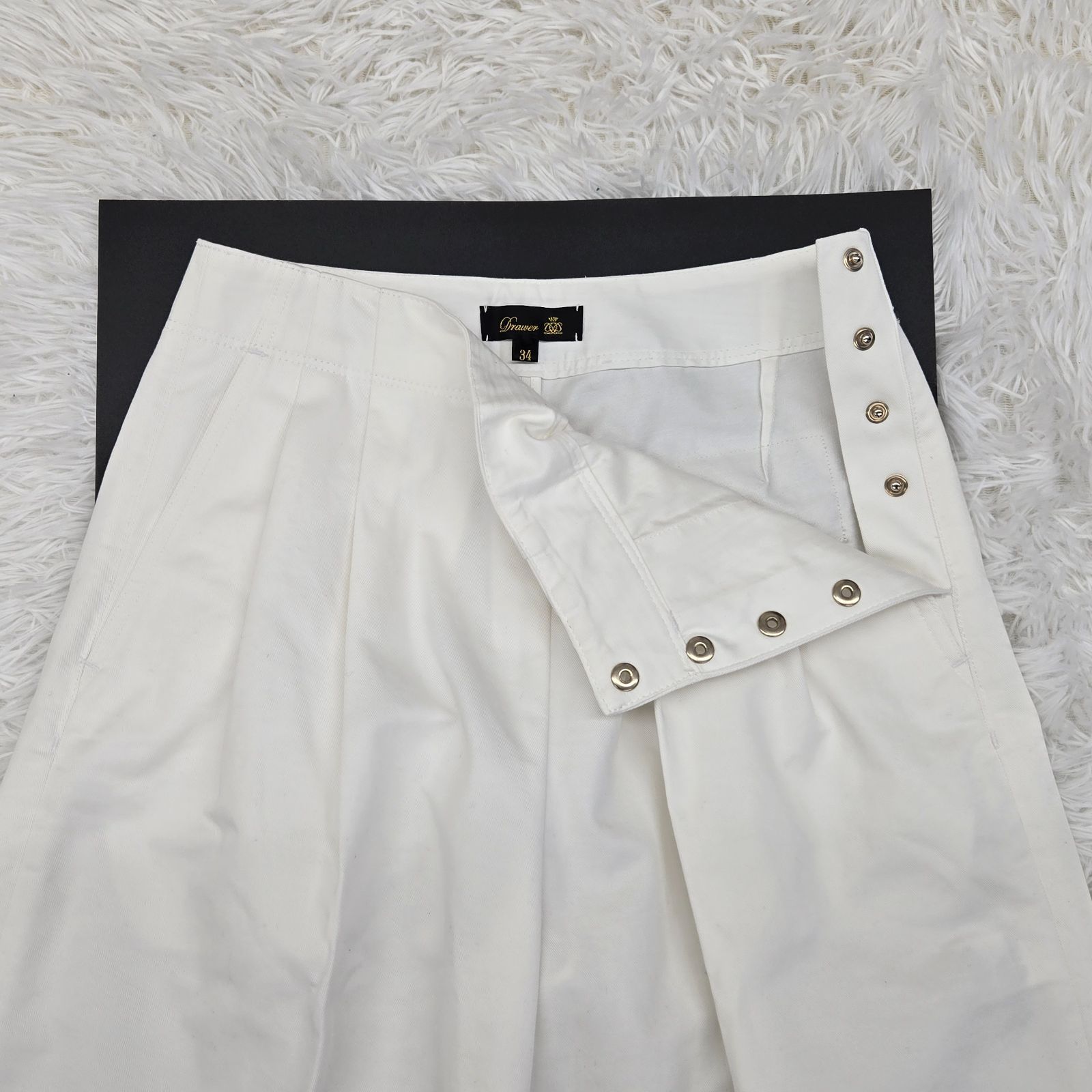 コットンサイドドットボタンパンツ ワイドシルエット