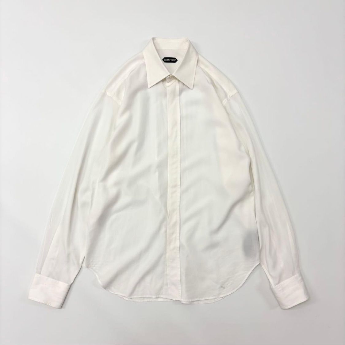 トムフォード TOM FORD シルク リヨセル 比翼 シャツ shirt サイズ 41 16 706
