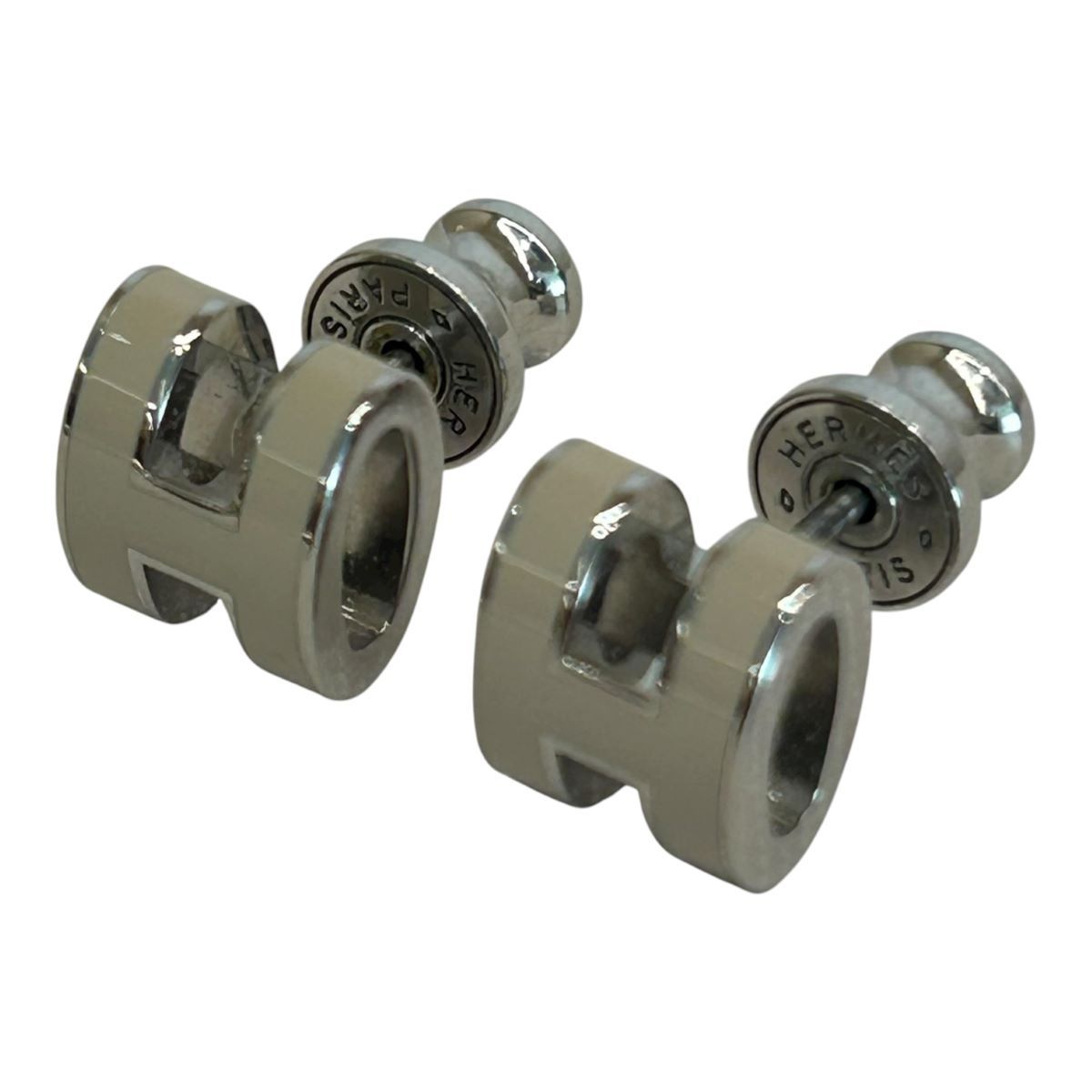 HERMES エルメス ポップアッシュ ピアス レディース メタル シルバー グレー