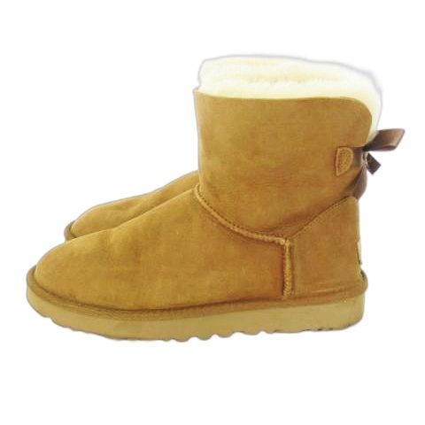 アグ UGG Mini Bailey Bow II ムートンブーツ ショート リボン 裏ファー 7 24 cm 茶 ブラウン 1016501 AO 9 GY 18