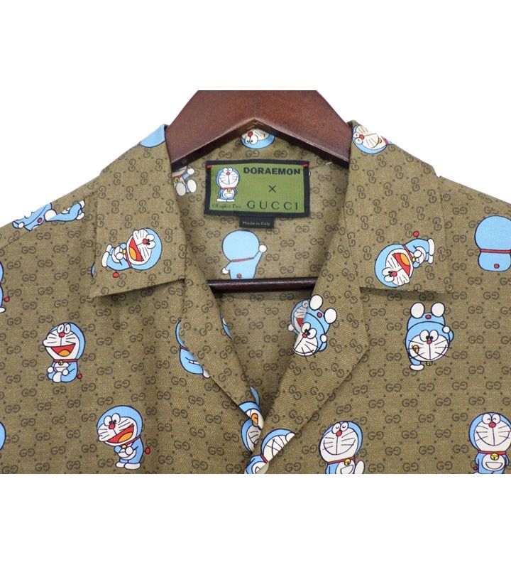 美品 グッチ ドラえもんコラボ シルクシャツ 希少 ブラウン 44 GUCCI】グッチ『ドラえもん 半袖Tシャツ sizeS』615044 XJDIF メンズ 1