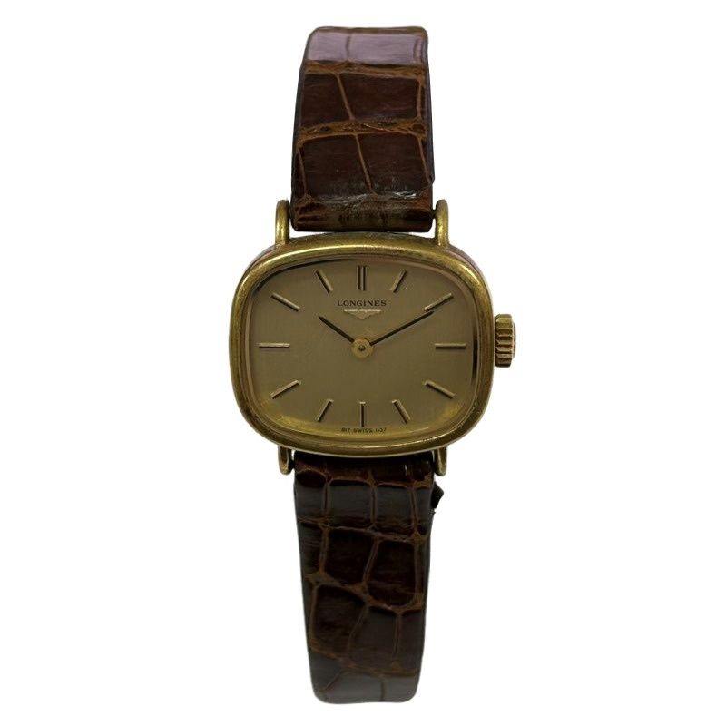 LONGINES ロンジン スクエア 腕時計レディース 手巻き ゴールド文字盤 動作品 22511K225