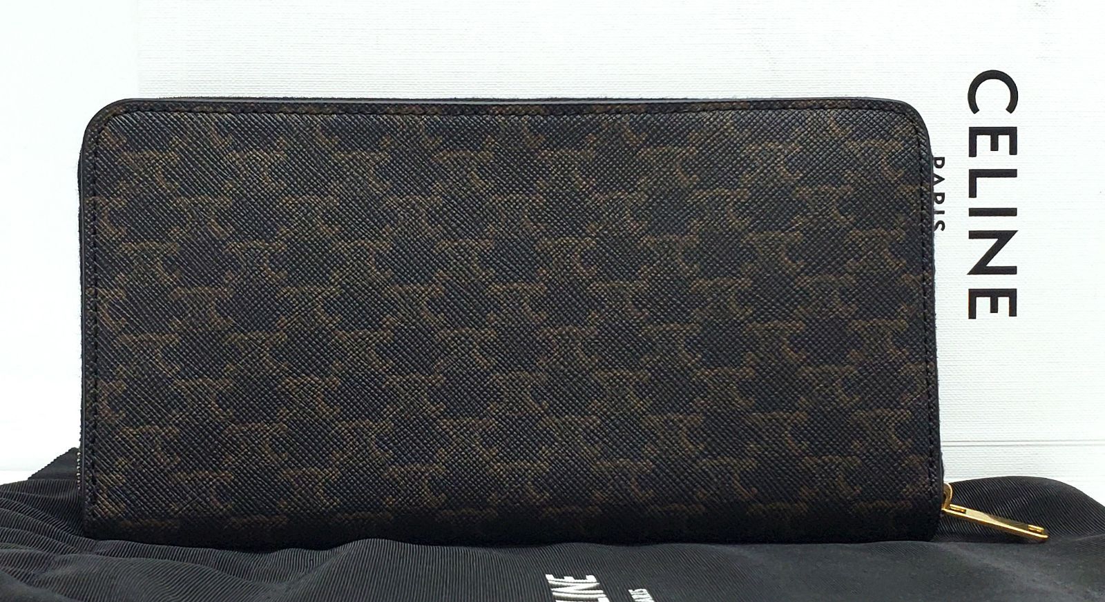 D2787 セリーヌ ラージ ジップウォレット 長財布 ラウンドファスナー トリオンフキャンバス ジッピー マカダム ブラック
