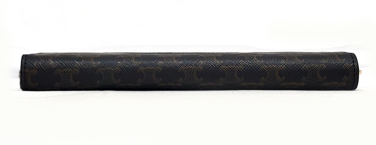  D 2787 セリーヌ ラージ ジップウォレット 長財布 ラウンドファスナー トリオンフキャンバス ジッピー マカダム ブラック 長財布 小物