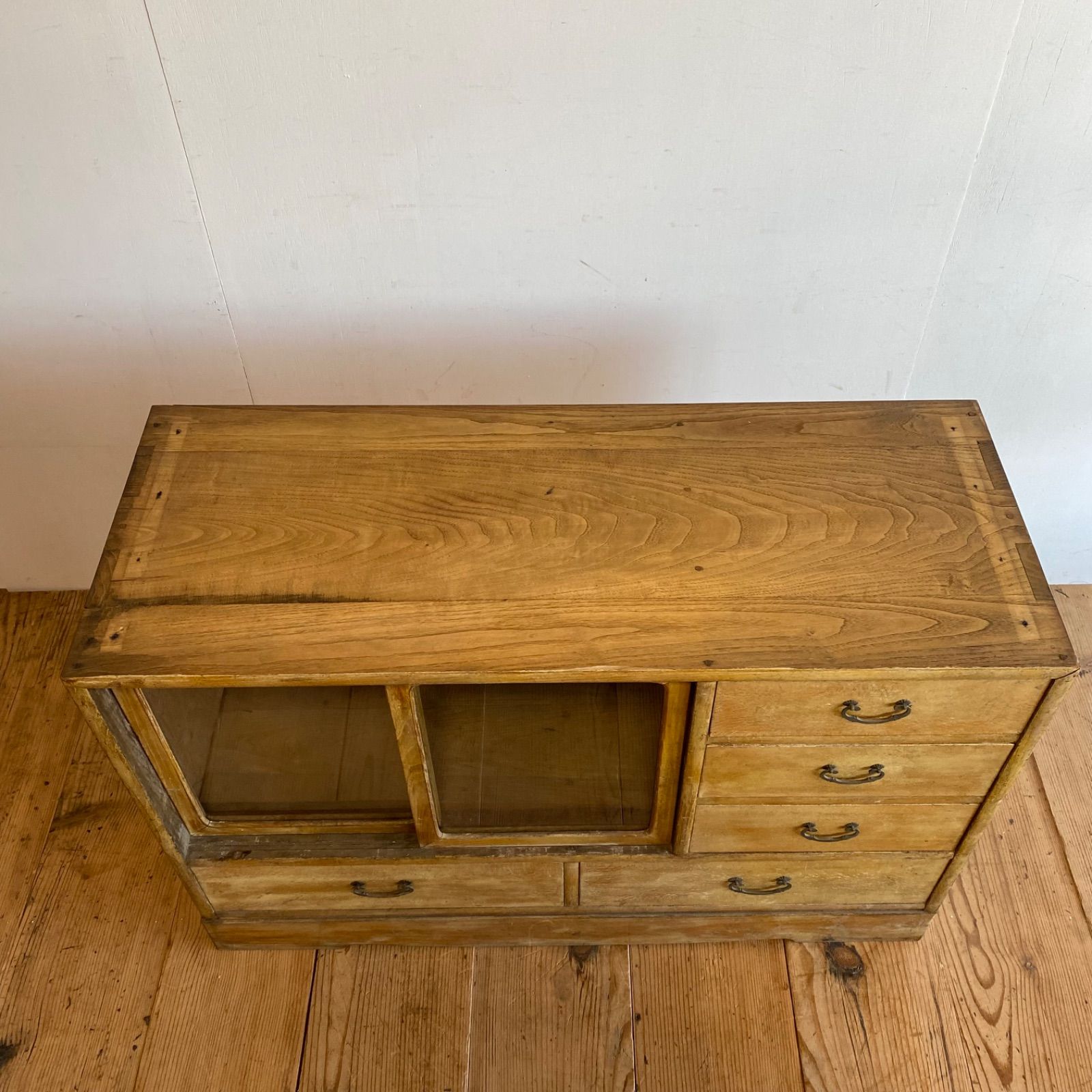 アンティーク 昭和レトロ 食器棚 ガラス戸棚 古家具 古道具 カウンター