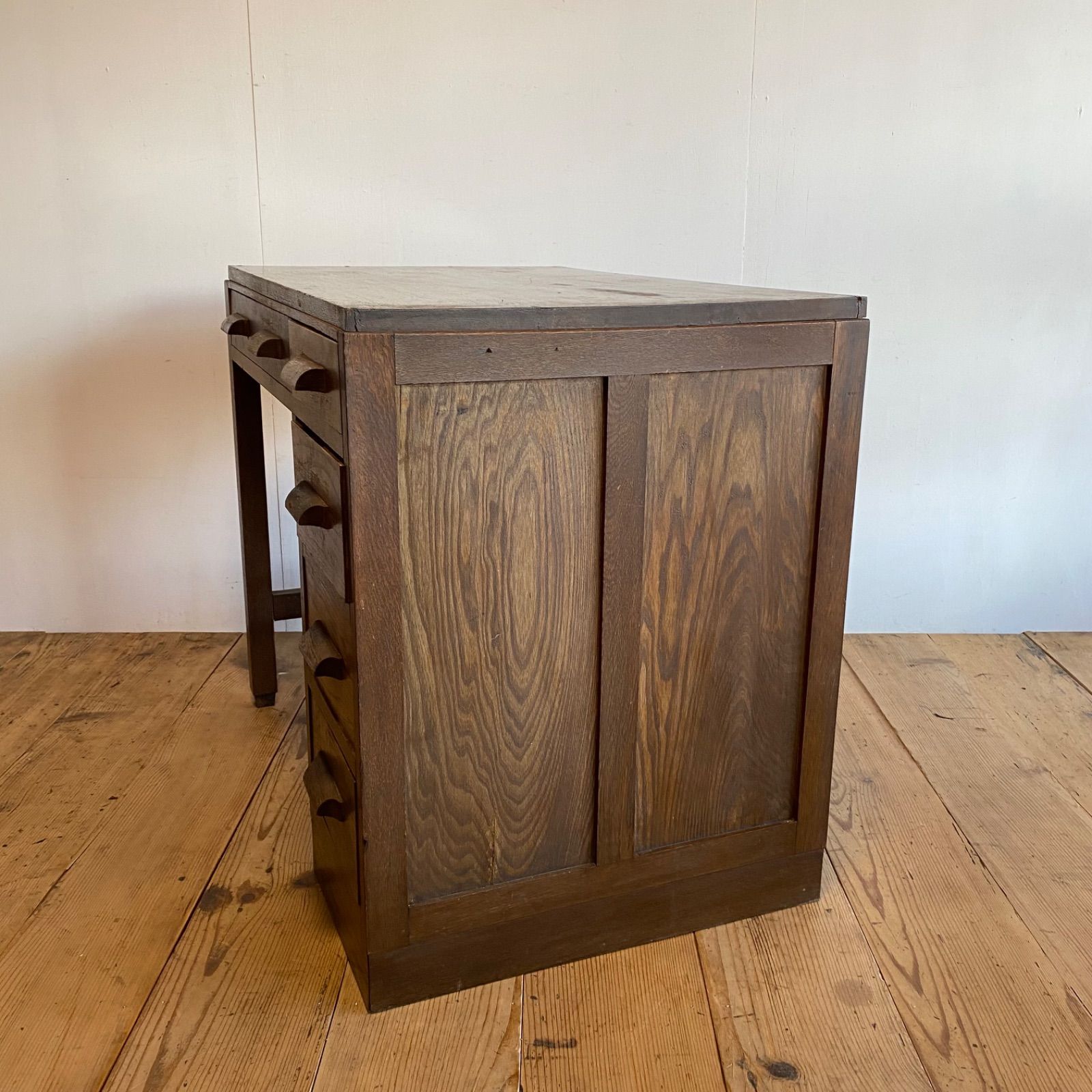 アンティーク 木製机 片袖デスク 学習机 作業台 古家具 レトロ