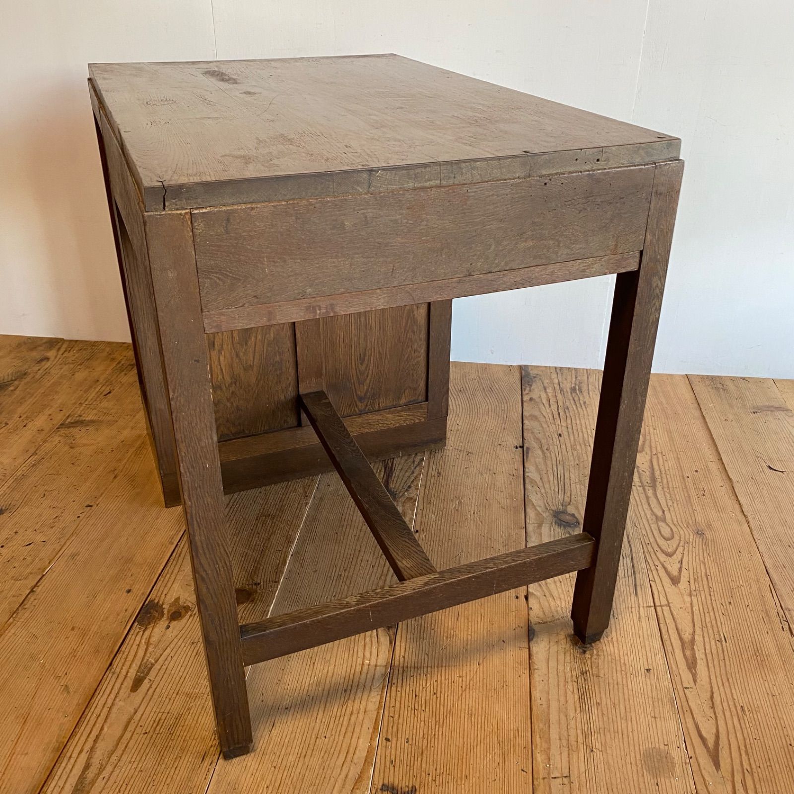 木製机　学習机　片袖机　アンティーク アンティーク 木製机 片袖デスク 学習机 作業台 古家具 レトロ