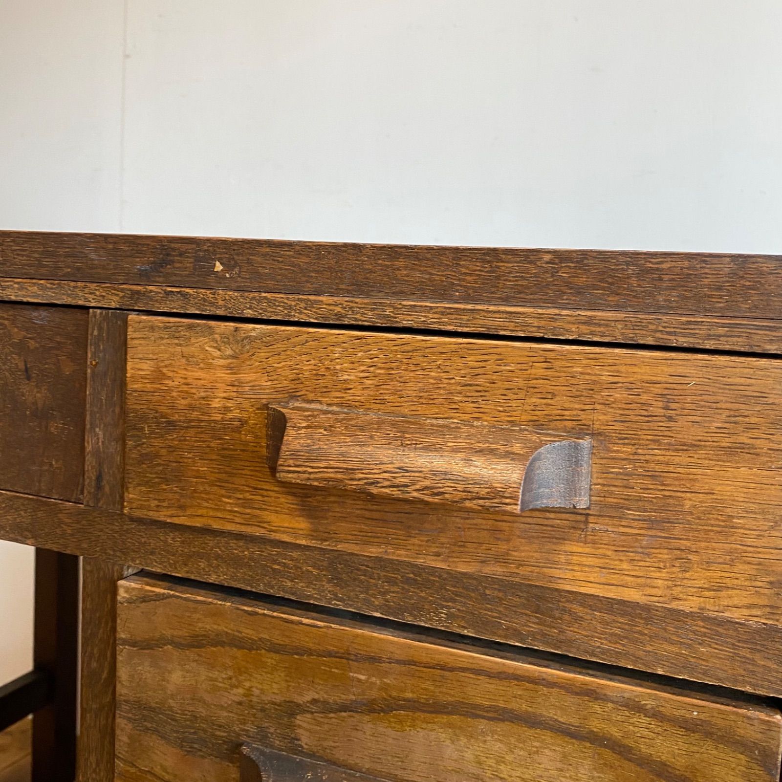 アンティーク 木製机 片袖デスク 学習机 作業台 古家具 レトロ