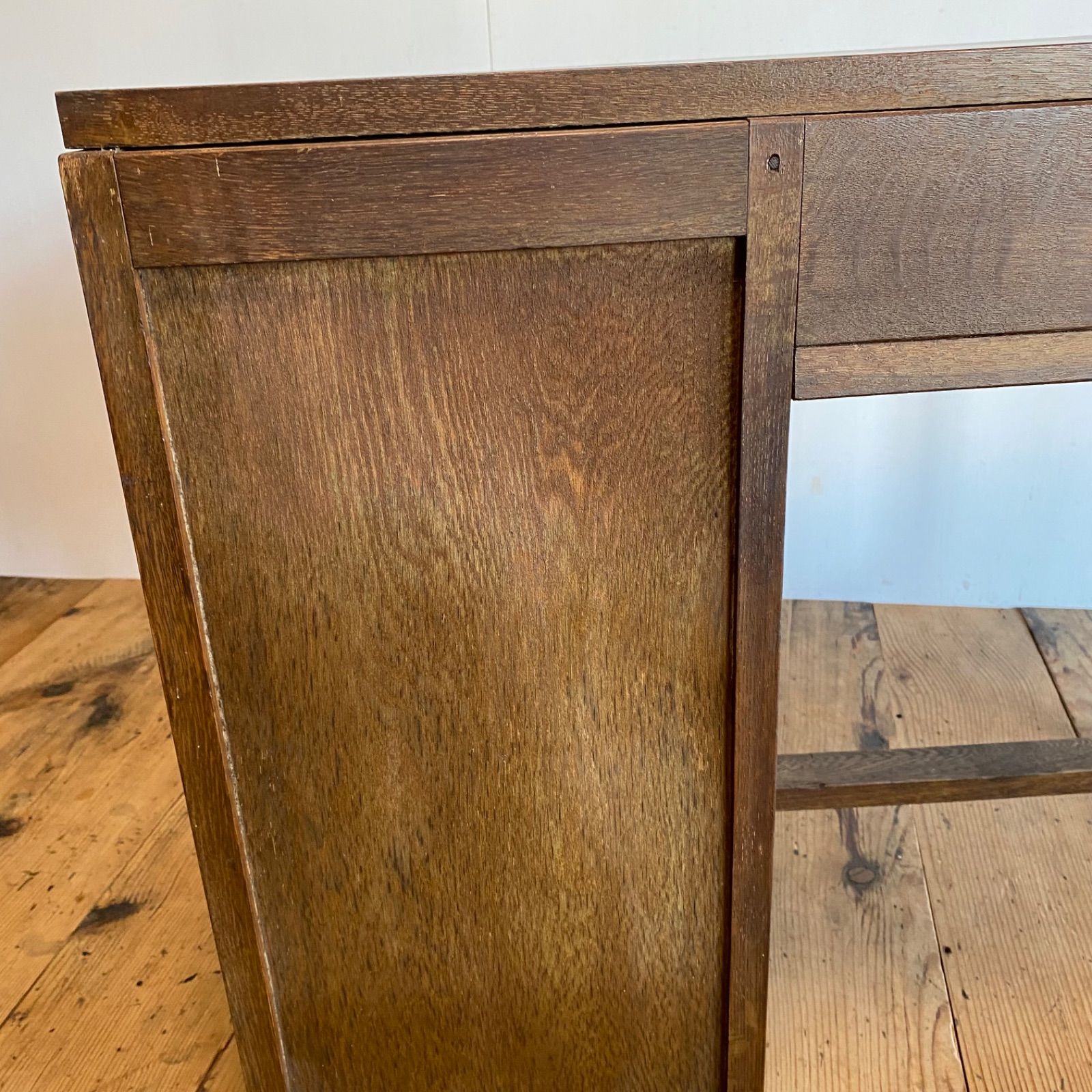 アンティーク 木製机 片袖デスク 学習机 作業台 古家具 レトロ