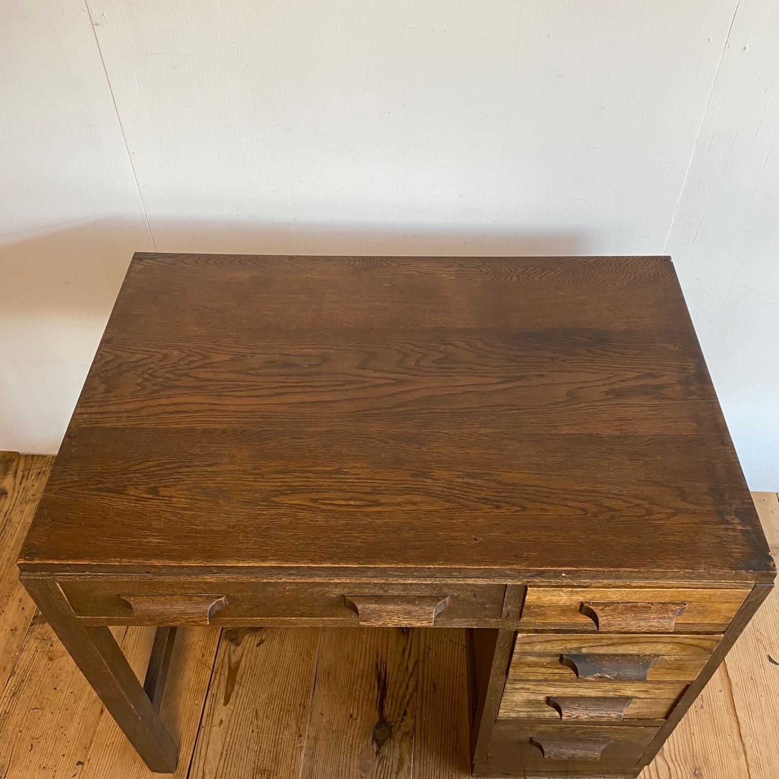 アンティーク 木製机 片袖デスク 学習机 作業台 古家具 レトロ