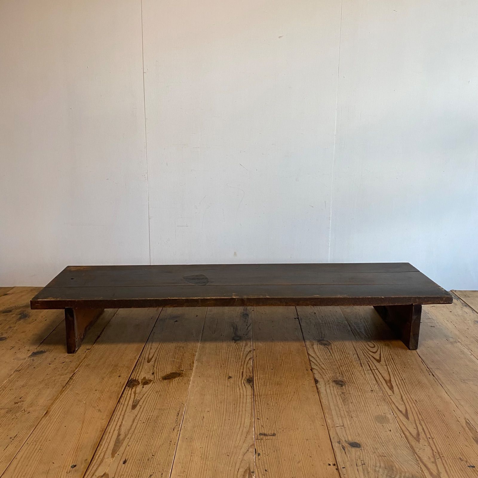 古材長テーブル　古民家柱脚　パッチワーク柄　昭和レトロ　古道具　アンティーク 古材長テーブル 古民家柱脚 パッチワーク柄 昭和レトロ 古道具