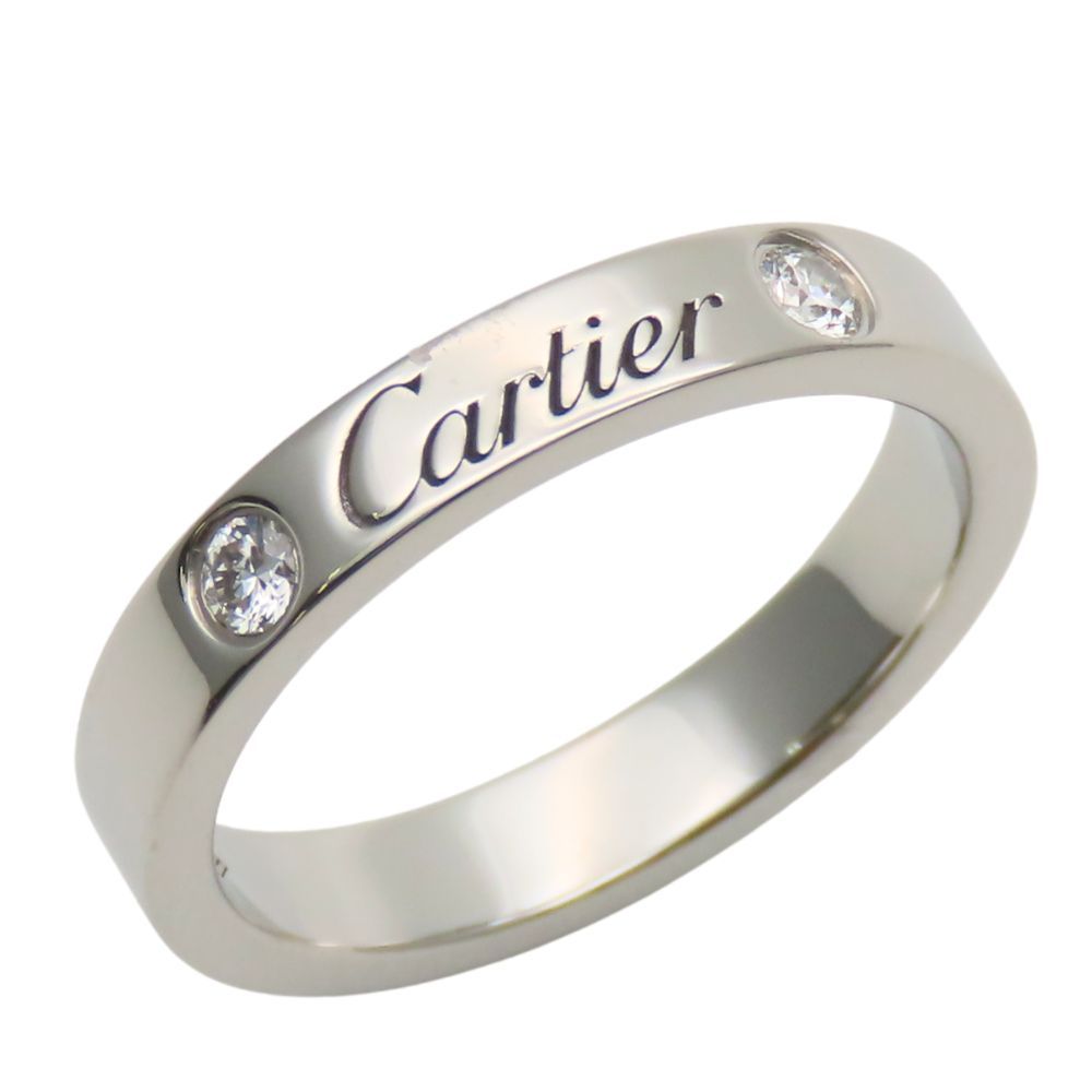 カルティエ リング 指輪 エングレーブド 47 Pt 950 ダイヤモンド 約4.4 g プラチナ 2 PD ジュエリー レディース 女性 CARTIER