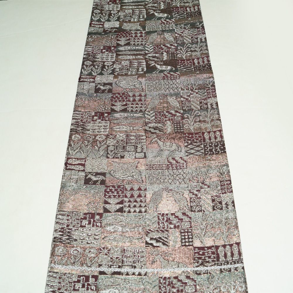 袋帯 未使用品 誉田屋源兵衛 金華燦綴 市松取動物文 輪奈織 六通柄