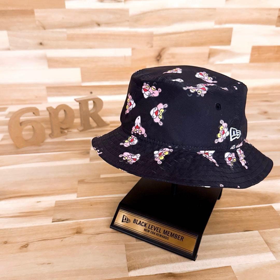 ニューエラ×ピンクパンサー コラボ ハット 総柄 黒×ピンク