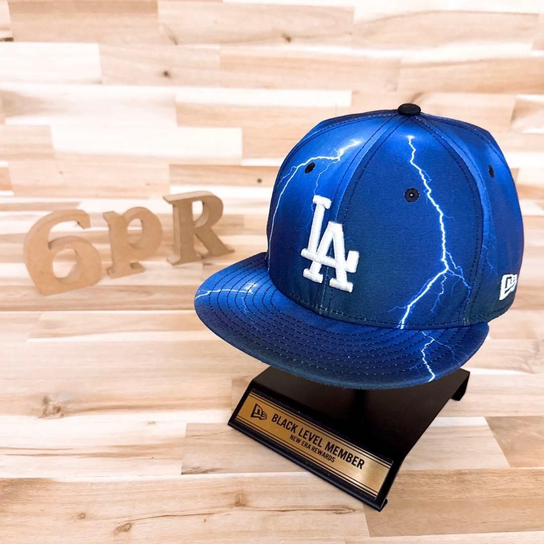 激 ニューエラ×ドジャース 雷カミナリ柄 LAキャップ 稲妻サンダー 青×白