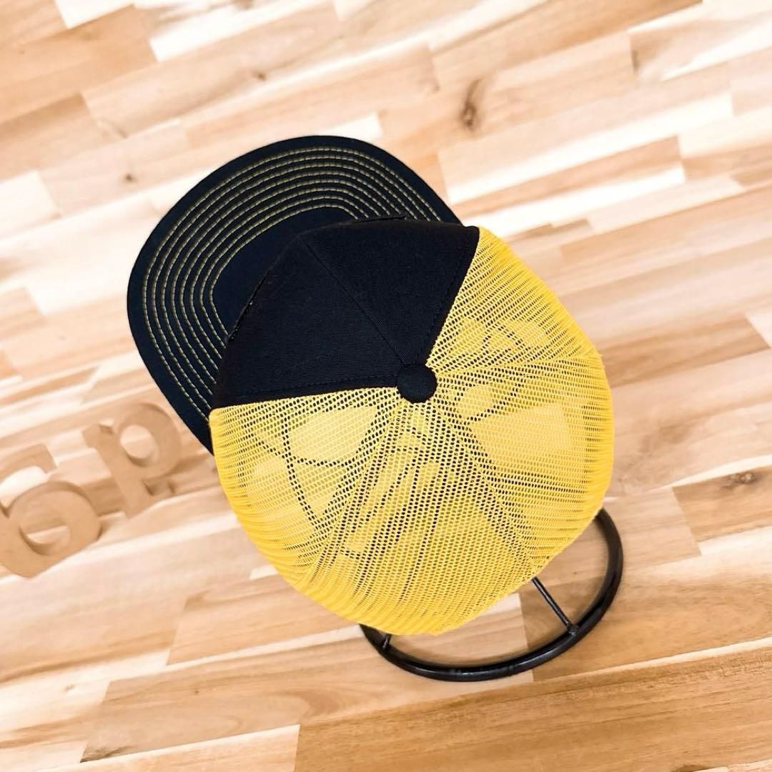 ハフ チェーンソー ロゴ トラッカー メッシュキャップ黒×黄イエロー MERCADOAVALIA_COM_BR