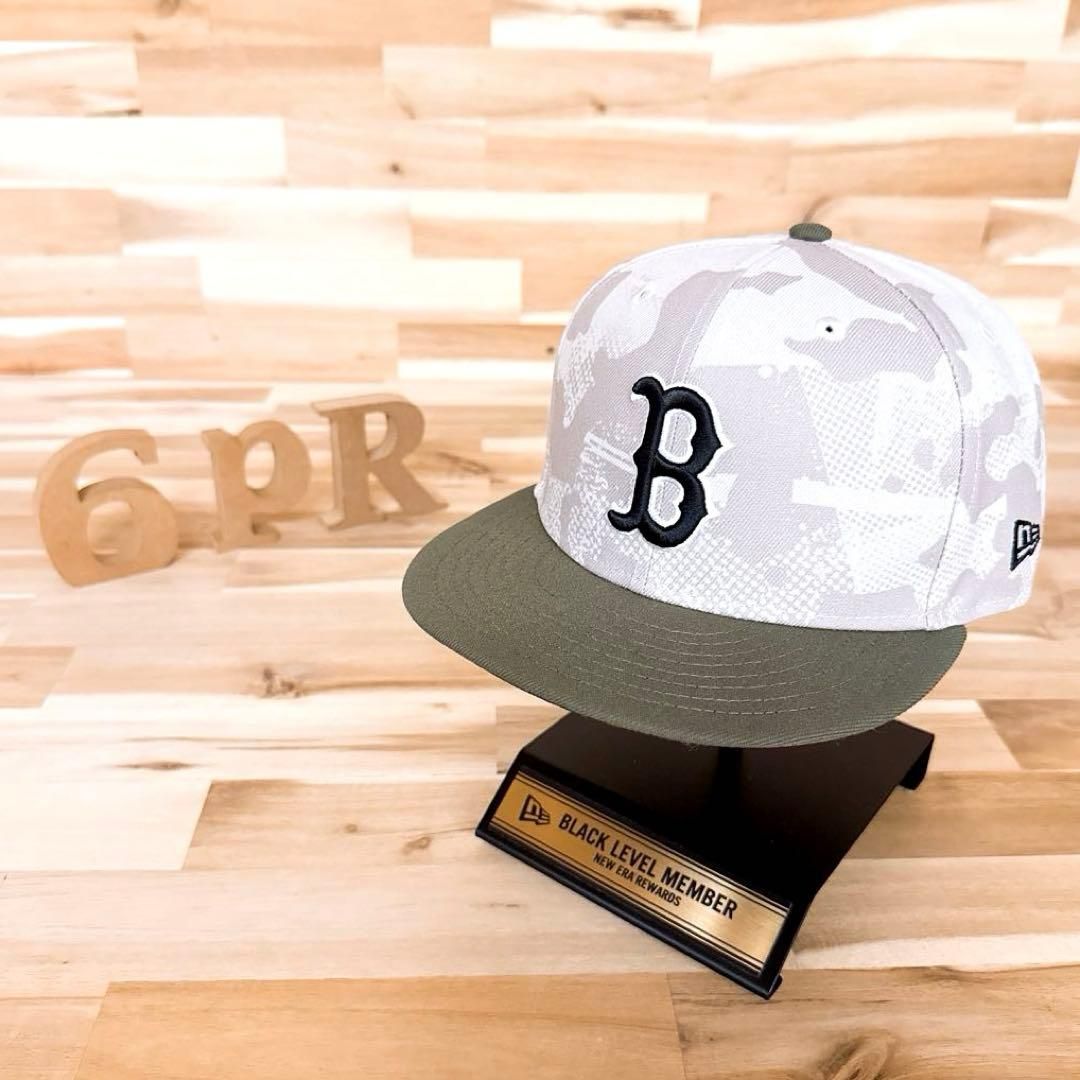 ニューエラ×レッドソックス アーバン 迷彩カモ柄 キャップ ベージュ×カーキ