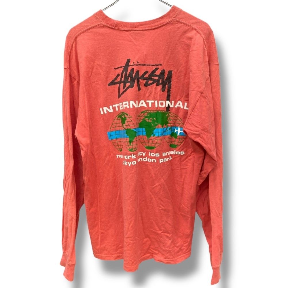 STUSSY 長袖プリントTシャツ Lサイズ レッド - メルカリ