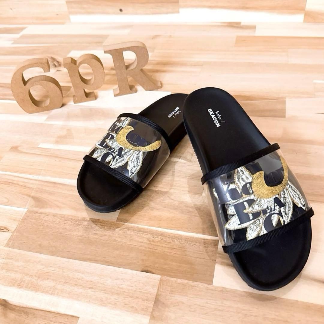 BEACON ビーコン シャワー サンダル ユニセックス 黒×黄