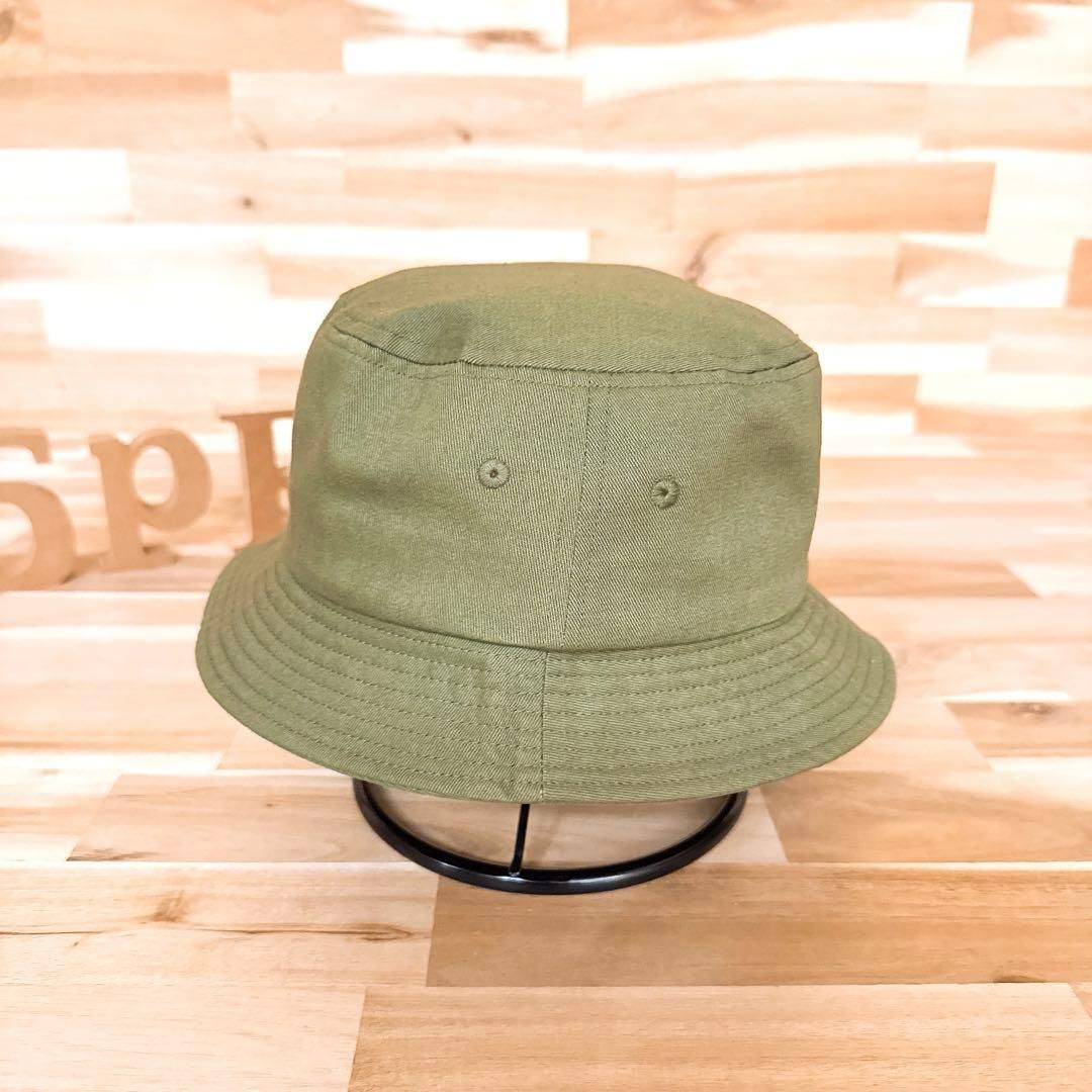 廃番【ステューシー】ホワイト サイン ロゴ バケットハット オリーブ