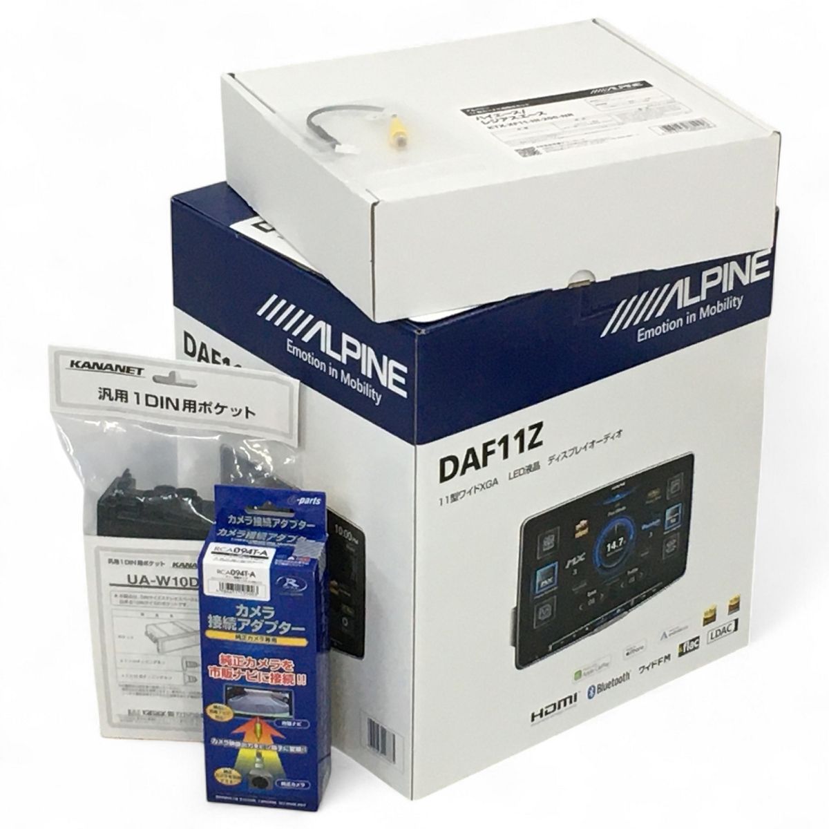 ALPINE アルパイン DAF 11 Z 設置セット ハイエース レジアスエース 汎用1 DIN用ポケット カメラ接続アダプター ディスプレイ