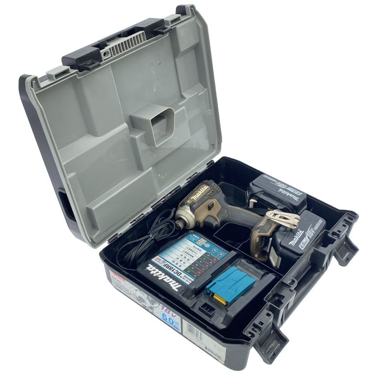 品 makita マキタ 18V 充電式インパクトドライバー TD171D 茶色 ブラウン バッテリ2個 6.0Ah5.0Ah 充電器 ケース付118059