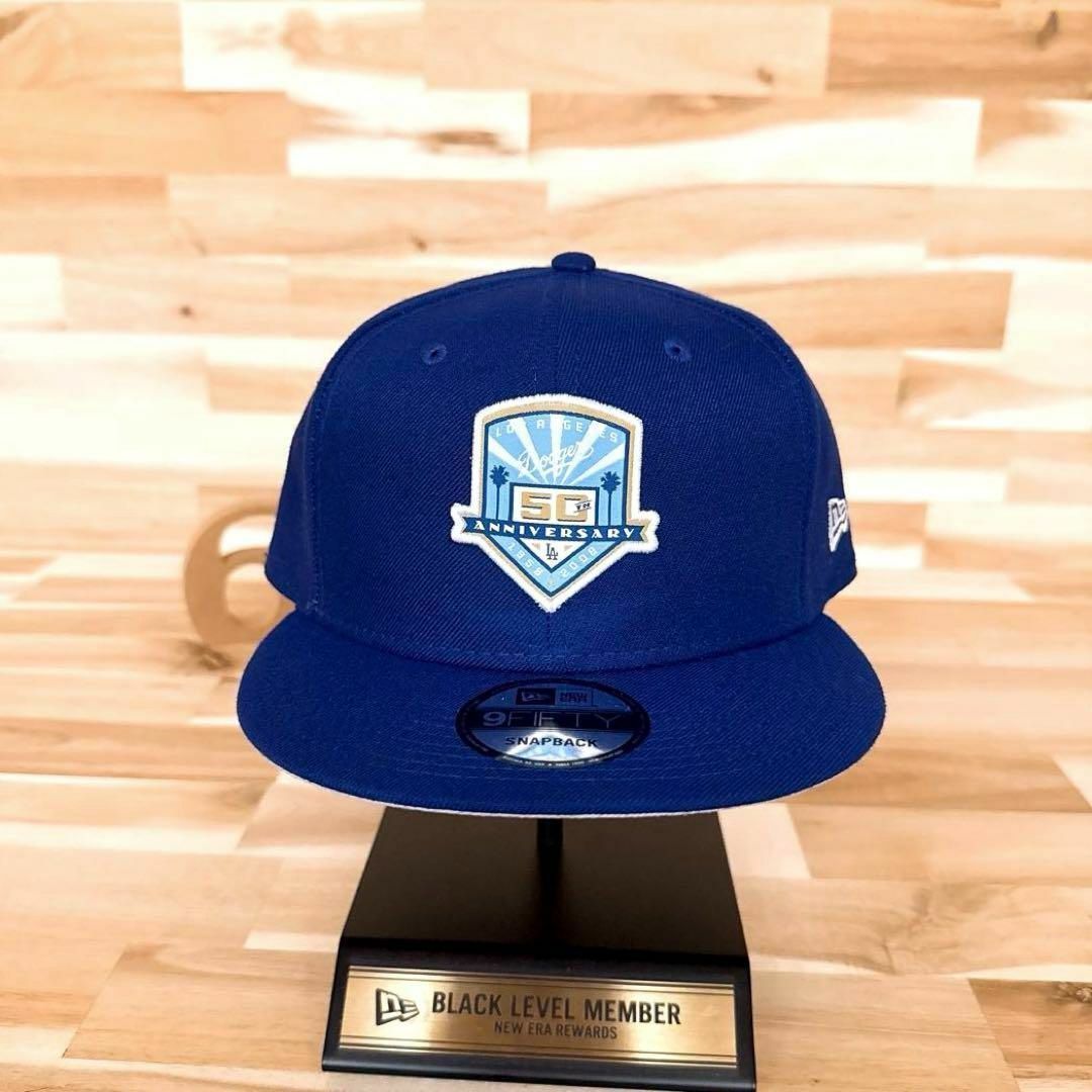 ニューエラ×ドジャース 50周年 パッチ キャップ 青×グレー
