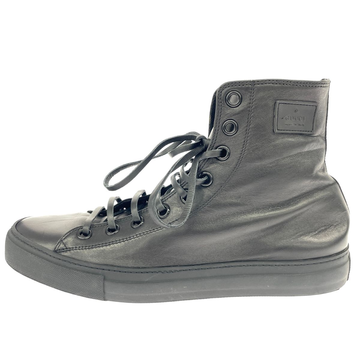 GUCCI グッチ ハイカットスニーカー 表記サイズ:42 レザー ブラック