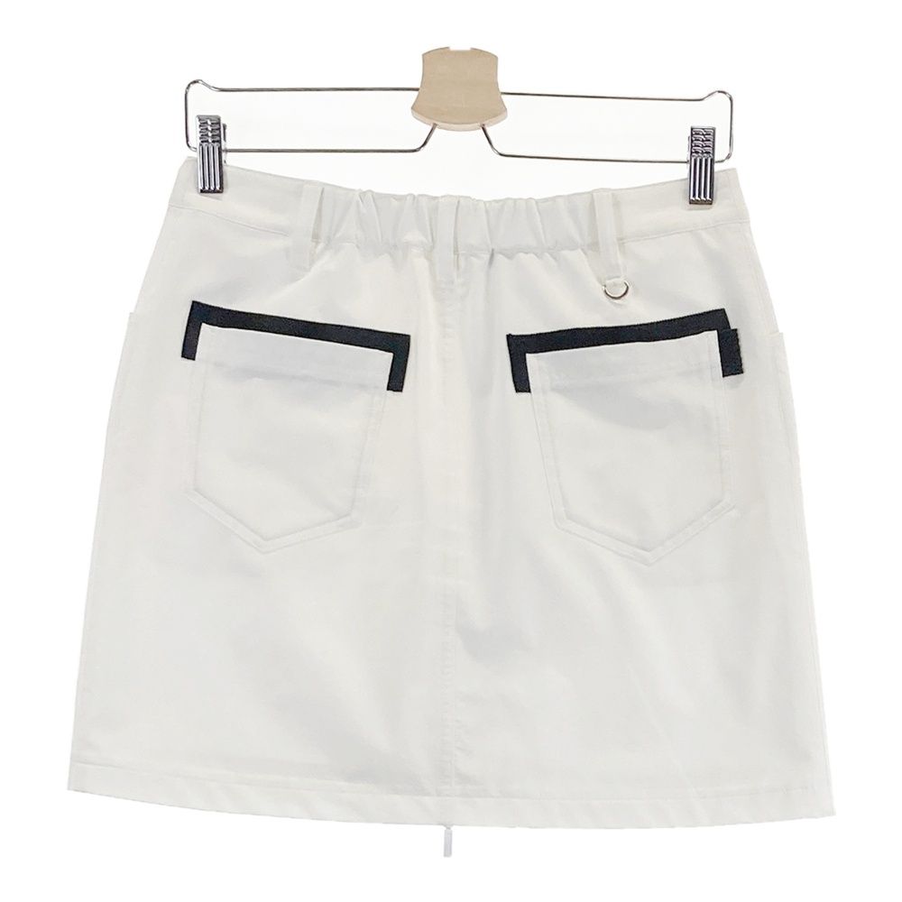 サイズ 2 DANCE WITH DRAGON ダンスウィズドラゴン 裏地付 ジップスカート ホワイト系 ゴルフウェア レディース ストスト