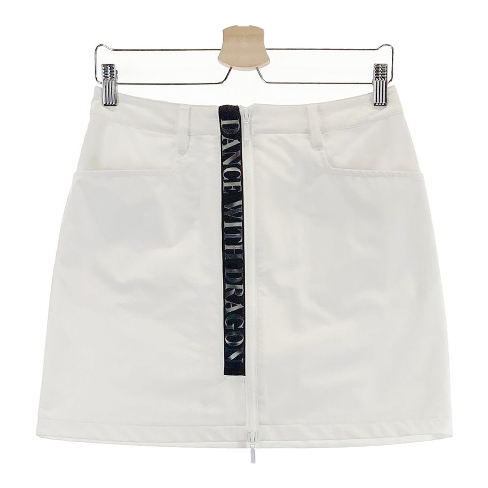 サイズ 2 DANCE WITH DRAGON ダンスウィズドラゴン 裏地付 ジップスカート ホワイト系 240101559802 ゴルフウェア レディース ストスト