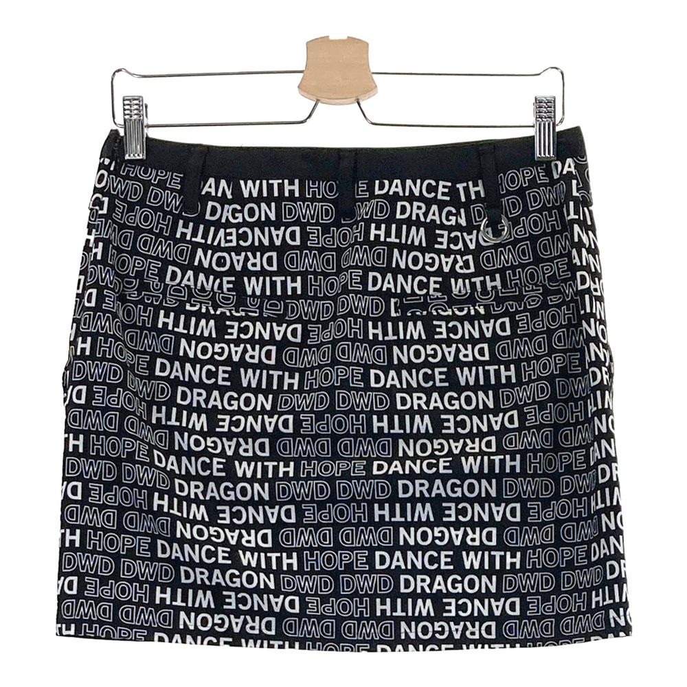 サイズ 2 DANCE WITH DRAGON ダンスウィズドラゴン D 2-408311 スカート ロゴ 総柄 ブラック系 ゴルフウェア レディース ストスト