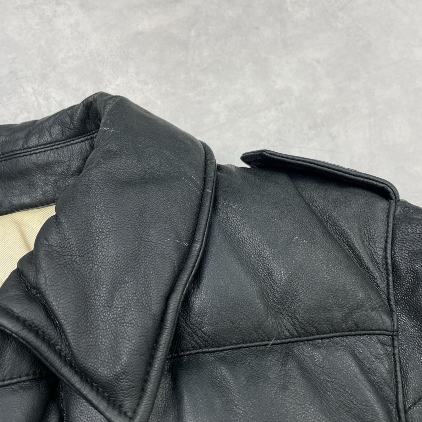 RICO リコ レザーダウンジャケット 山羊革 ゴートレザー ダーク